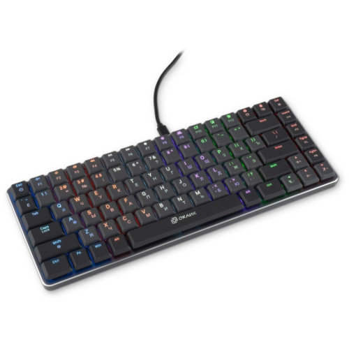 Клавиатура Oklick K615X механическая серый/серебристый USB slim Multimedia for gamer LED (1934413)