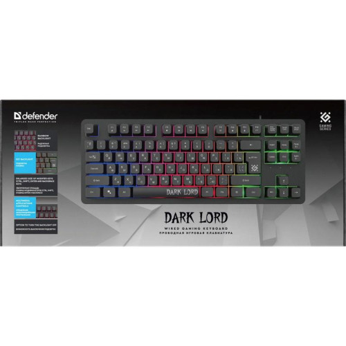 Клавиатура DEFENDER USB DARK LORD GK-580 RU BLACK 45580