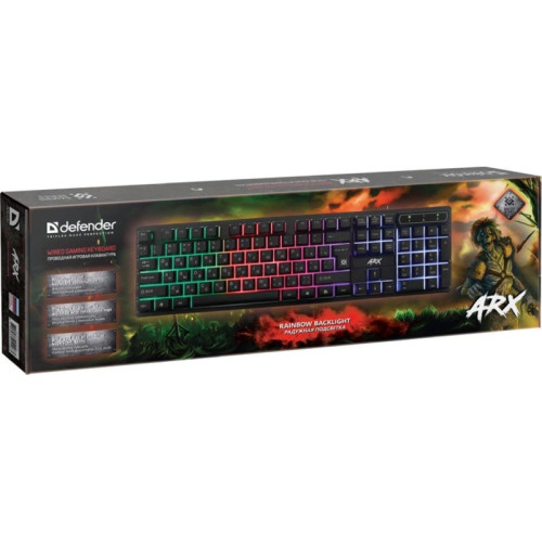 Клавиатура Defender Arx GK-196L RU черный USB for gamer LED Клавиатура Defender Arx GK-196L RU черный USB for gamer LED