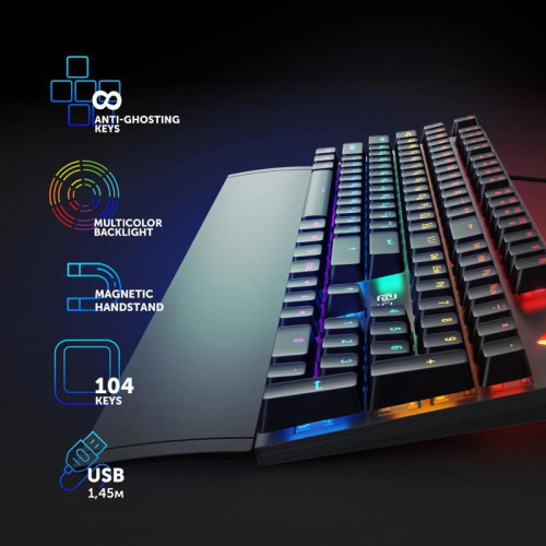 Клавиатура Oklick 935G RAGNAR механическая черный USB Multimedia for gamer LED (подставка для запястий)