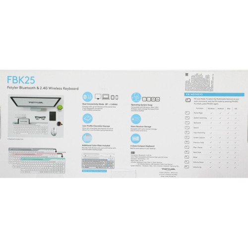 Клавиатура A4Tech Fstyler FBK25 белый/серый USB беспроводная BT/Radio slim Multimedia