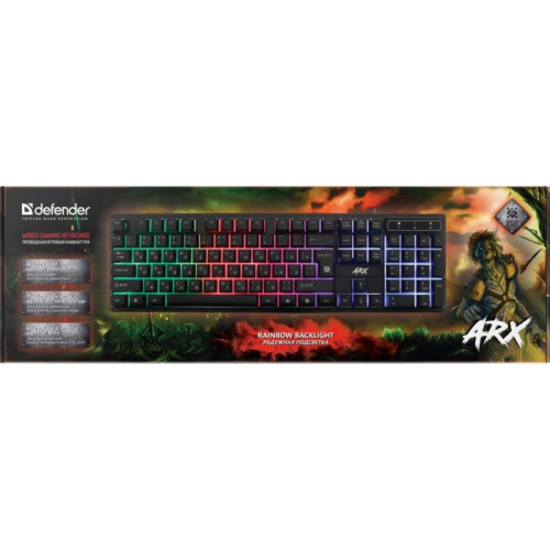 Клавиатура Defender Arx GK-196L RU черный USB for gamer LED Клавиатура Defender Arx GK-196L RU черный USB for gamer LED