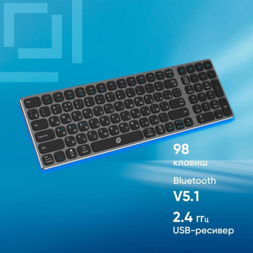 Клавиатура Oklick K767W серый/черный USB беспроводная BT/Radio slim Multimedia (2002135)