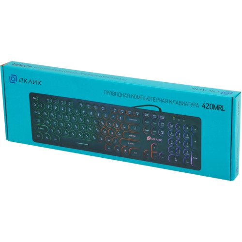 Клавиатура Oklick 420MRL черный USB slim Multimedia LED