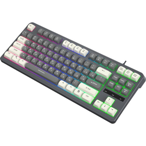 Клавиатура Oklick 711G серый/белый USB Multimedia for gamer LED (1790385)