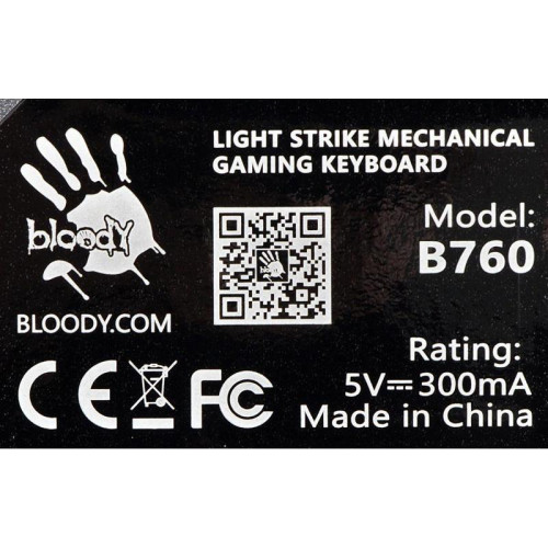 Клавиатура A4Tech Bloody B760 механическая серый USB for gamer LED (B760 GREY (BLACK SWITCH))
