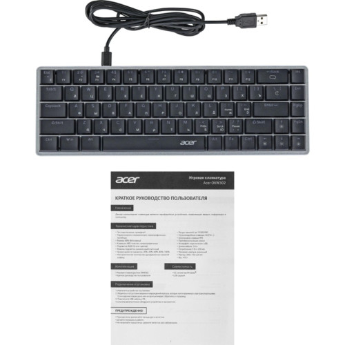 Клавиатура Acer OKW302 механическая серебристый USB Multimedia for gamer для ноутбука LED (ZL.KBDCC.01C)