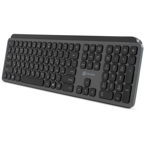 Клавиатура Oklick K859W серый/черный USB беспроводная slim Multimedia (2002136)