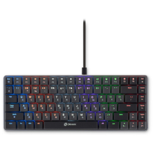 Клавиатура Oklick K615X механическая серый/серебристый USB slim Multimedia for gamer LED (1934413)