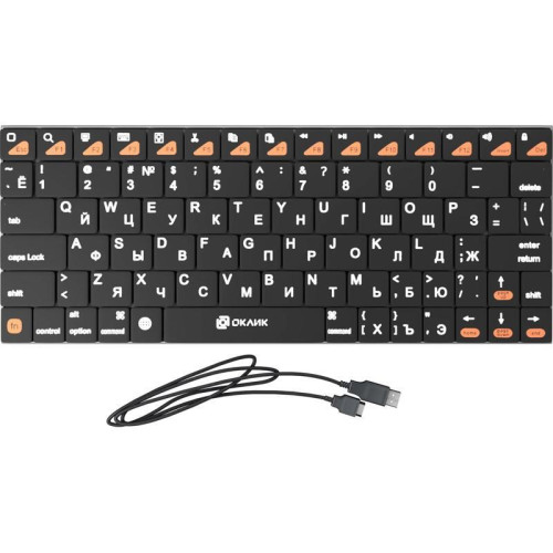 Клавиатура Oklick 840S черный USB беспроводная BT slim (754787)