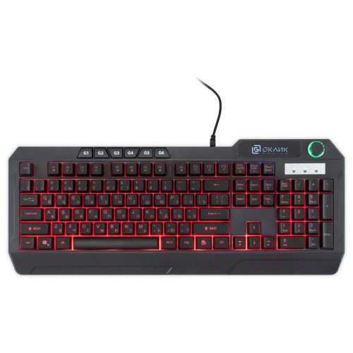 Клавиатура Oklick 715G черный USB Multimedia for gamer LED (1680657)