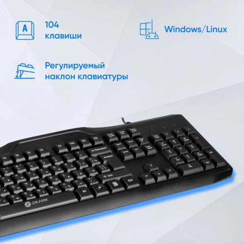 Клавиатура Oklick 170M черный USB (855272)