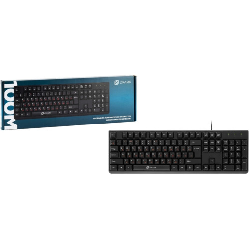 Клавиатура Oklick 100M HW3 черный USB (654570)