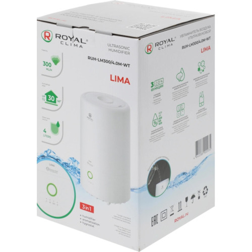 Увлажнитель воздуха/ Увлажнитель воздуха Royal Clima RUH-TB300/4.0M-WT 25Вт (ультразвуковой) белый/серый