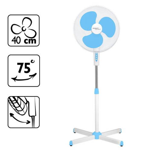 Вентилятор напольный/ Вентилятор напольный Scarlett SC-SF111B29 45Вт скоростей:3 белый/голубой