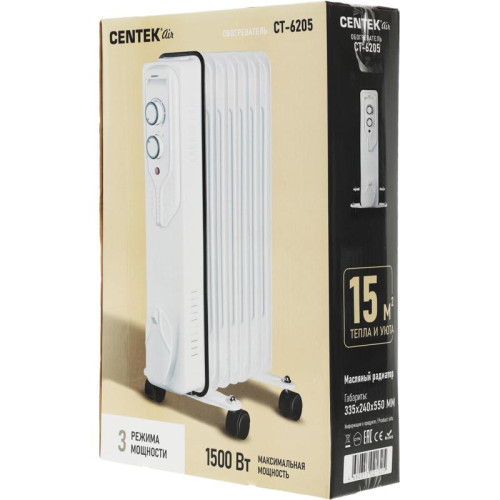 Радиатор масляный/ Радиатор масляный Centek CT-6205 1500Вт белый