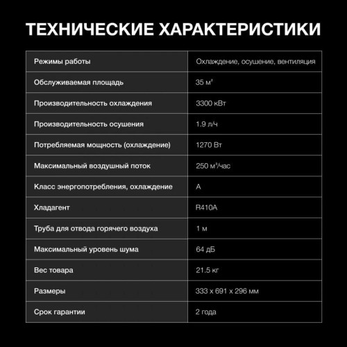 Кондиционер мобильный/ Кондиционер мобильный Hyundai HPAC-12-2