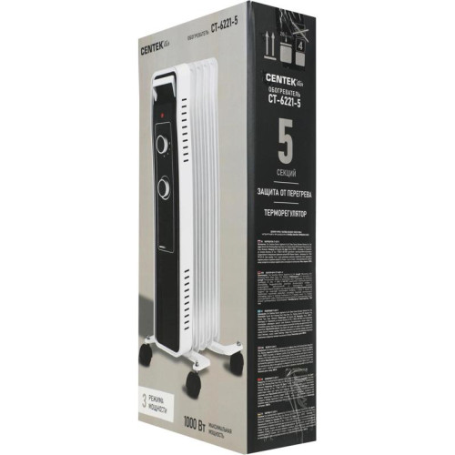 Радиатор масляный/ Радиатор масляный Centek CT-6221-5 1000Вт белый