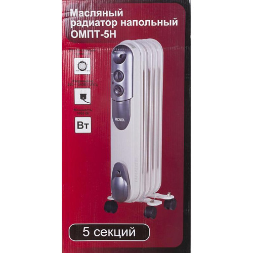 Радиатор масляный/ Радиатор масляный Ресанта ОМПТ- 5Н 1000Вт белый