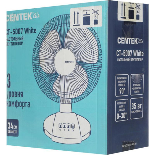 Вентилятор настольный/ Вентилятор настольный Centek CT-5007 30Вт скоростей:3 белый Вентилятор настольный/ Вентилятор настольный Centek CT-5007 30Вт скоростей:3 белый