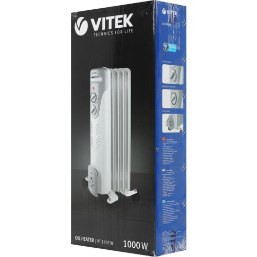 Радиатор масляный/ Радиатор масляный Vitek VT-1707 1000Вт белый