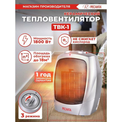 Тепловентилятор/ Тепловентилятор Ресанта ТВК-1 1800Вт серебристый/черный
