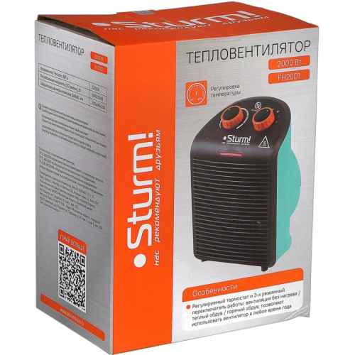 Тепловентилятор/ Тепловентилятор Sturm! FH2001 2000Вт черный/зеленый