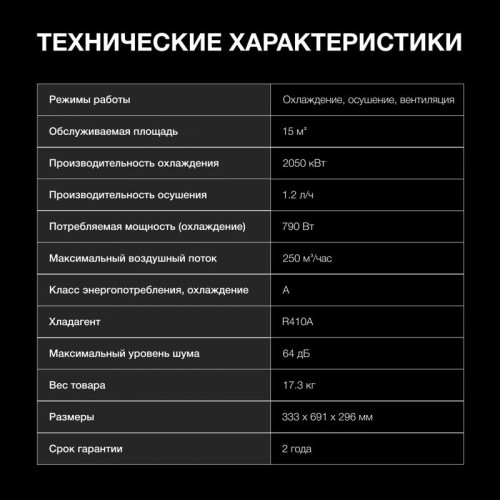 Кондиционер мобильный/ Кондиционер мобильный Hyundai HPAC-07-2 площ.15м2