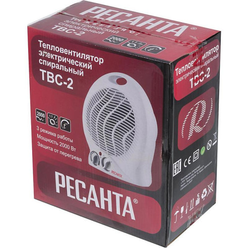 Тепловентилятор/ Тепловентилятор Ресанта ТВС-2 2000Вт белый