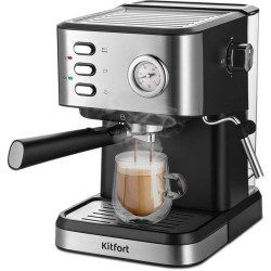 Кофеварка рожковая Kitfort КТ-7293 1050Вт черный/серебристый