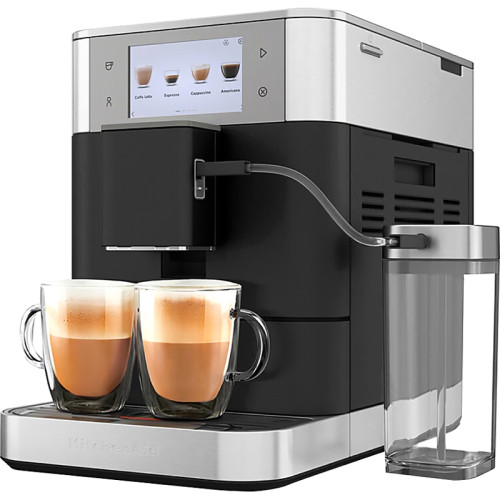 Автоматическая эспрессо-машина KitchenAid, 2.2 л, одновременное приготовление двух чашек, 3 уровня крепости кофе, автоматическая очистка, автоматическая декальцинация, цветной дисплей, сенсорное управление, 40 рецептов, цвет чугун