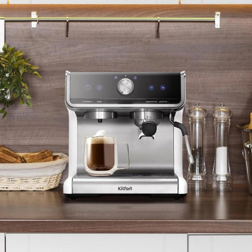 Кофеварка рожковая Kitfort КТ-7170 2900Вт серебристый/черный