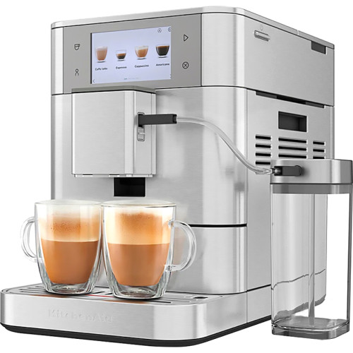 Автоматическая эспрессо-машина KitchenAid, 2.2 л, одновременное приготовление двух чашек, 3 уровня крепости кофе, автоматическая очистка, автоматическая декальцинация, цветной дисплей, сенсорное управление, 40 рецептов, цвет нержавеющая сталь