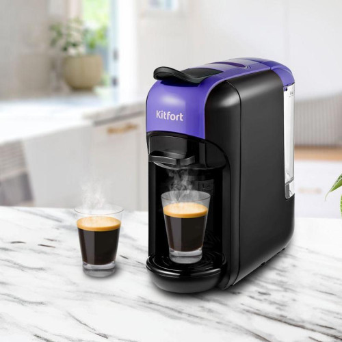 Кофемашина Kitfort КТ-7105-1 1450Вт черный/фиолетовый