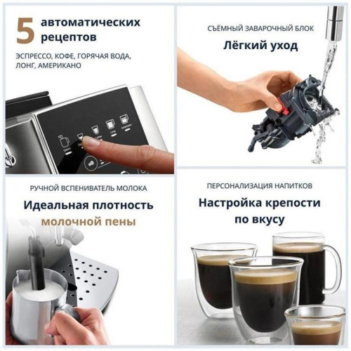 Кофемашина Delonghi ECAM220.31.SB 1450Вт черный/серебристый