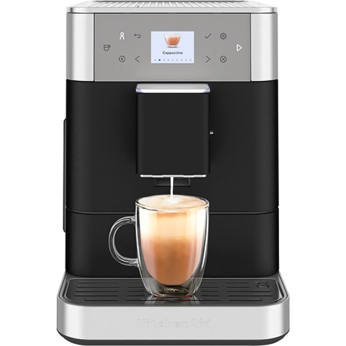 Автоматическая эспрессо-машина KitchenAid, 2.2 л, одновременное приготовление двух чашек, 5 уровней крепости кофе, автоматическая очистка, автоматическая декальцинация, цветной дисплей, сенсорное управление, 15 рецептов, автоматическое вспенивание молока,