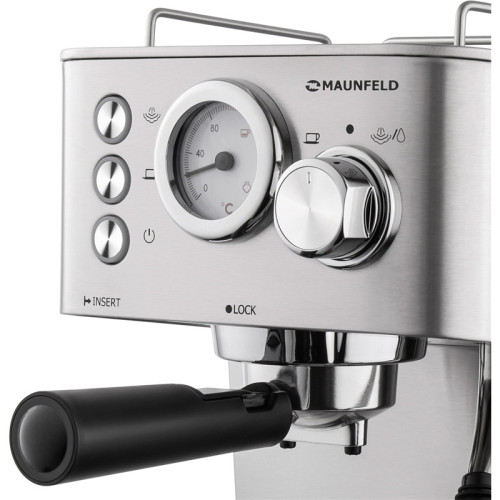 Кофемашина рожкового типа MAUNFELD/ Кофемашина рожкового типа MAUNFELD MF-721S PRO, мощность 1140 Вт, давление 15 бар, капучинатор, возможность приготовления 2 чашек, цвет нержавеющая сталь Кофемашина рожкового типа MAUNFELD/ Кофемашина рожкового типа MAUNFELD MF-721S PRO, мощность 1140 Вт, давление 15 бар, капучинатор, возможность приготовления 2 чашек, цвет нержавеющая сталь
