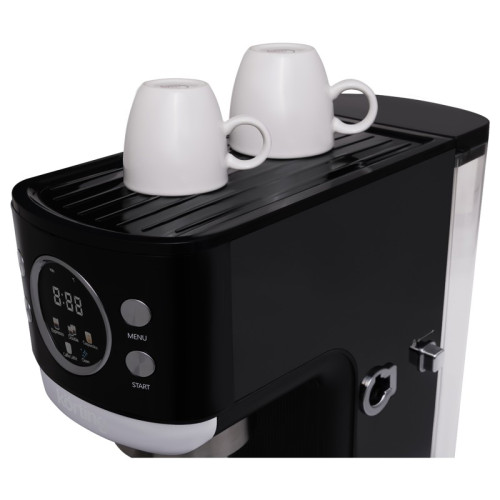 Кофеварка KORTING/ Кофеварка KORTING, рожковая, отдельностоящая, давление 20 бар, механическое управление, капучинатор, цветной дисплей, приготовление вспененного молока, таймер, защита от перегрева, подогрев чашек, противокапельная система, автоматическо