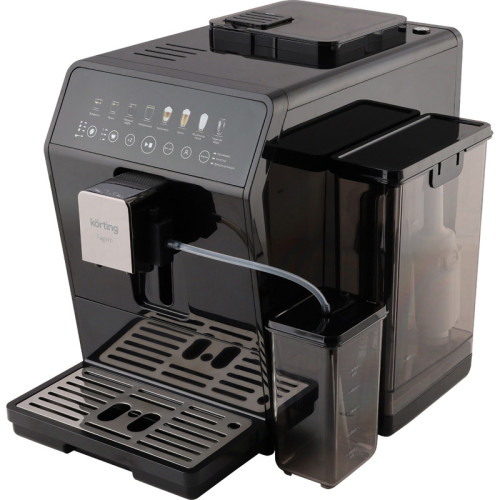Кофемашина KORTING/ Кофемашина KORTING, автоматическая, сенсорное управление, сенсорный дисплей, давление 19 бар, капучинатор, емкость для молока (400 мл), кофемолка (150 г), 6 уровней помола, цвет черный