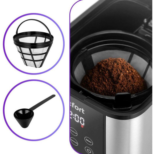 Кофеварка капельная Kitfort КТ-7222 1000Вт нержавеющая сталь/черный