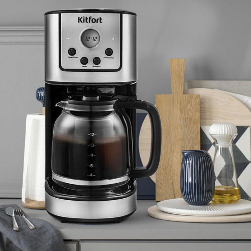 Кофеварка капельная Kitfort КТ-732 900Вт нержавеющая сталь/черный Кофеварка капельная Kitfort КТ-732 900Вт нержавеющая сталь/черный