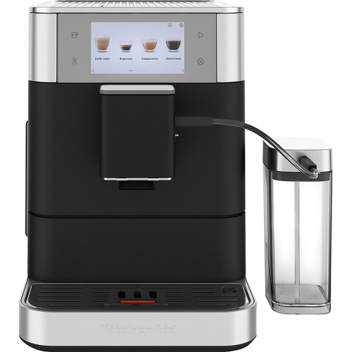 Автоматическая эспрессо-машина KitchenAid, 2.2 л, одновременное приготовление двух чашек, 3 уровня крепости кофе, автоматическая очистка, автоматическая декальцинация, цветной дисплей, сенсорное управление, 40 рецептов, цвет чугун