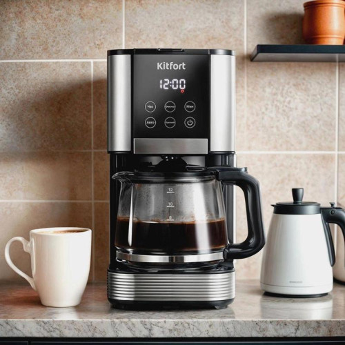 Кофеварка капельная Kitfort КТ-7222 1000Вт нержавеющая сталь/черный