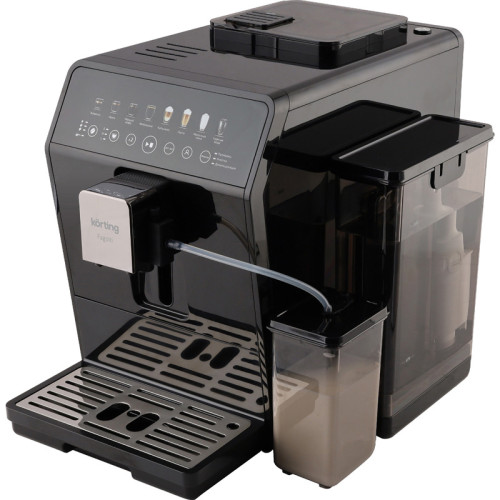 Кофемашина KORTING/ Кофемашина KORTING, автоматическая, сенсорное управление, сенсорный дисплей, давление 19 бар, капучинатор, емкость для молока (400 мл), кофемолка (150 г), 6 уровней помола, цвет черный