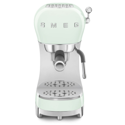 Ручная кофемашина Smeg, стиль 50-х, регулируемая температура кофе, давление 15 бар, емкость контейнера для воды 1.1 л, цвет пастельный зеленый