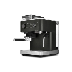 Полуавтоматическая кофемашина KitchenAid, давление 15 бар, 15 уровней помола, объем резервуара для воды 2.5 л, автоматический капучинатор, одновременное приготовление двух чашек, индикатор наличия зерен, индикация уровня воды, цвет черный чугун