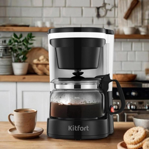 Кофеварка капельная Kitfort КТ-7486 550Вт черный/белый