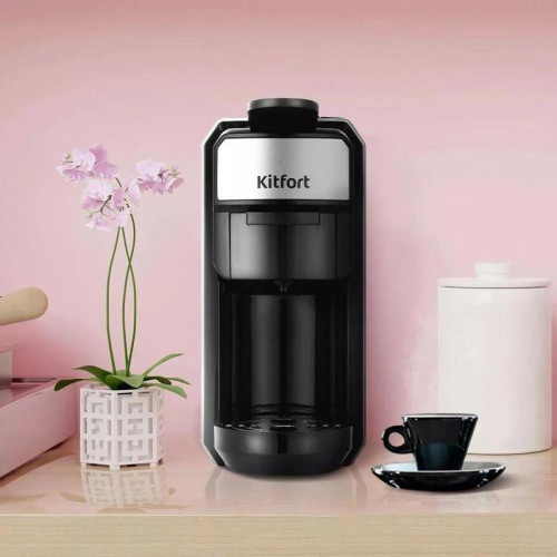 Кофемашина Kitfort КТ-7192 1450Вт серебристый/черный Кофемашина Kitfort КТ-7192 1450Вт серебристый/черный