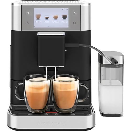 Автоматическая эспрессо-машина KitchenAid, 2.2 л, одновременное приготовление двух чашек, 3 уровня крепости кофе, автоматическая очистка, автоматическая декальцинация, цветной дисплей, сенсорное управление, 40 рецептов, цвет чугун