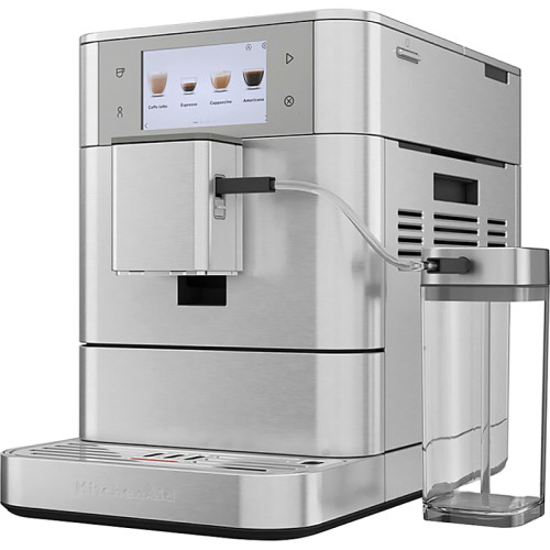 Автоматическая эспрессо-машина KitchenAid, 2.2 л, одновременное приготовление двух чашек, 3 уровня крепости кофе, автоматическая очистка, автоматическая декальцинация, цветной дисплей, сенсорное управление, 40 рецептов, цвет нержавеющая сталь